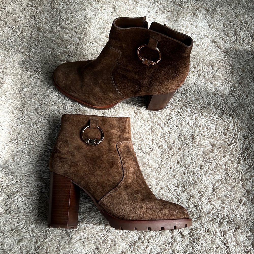 Tory Burch Chocolate Chunky Heel Bootie